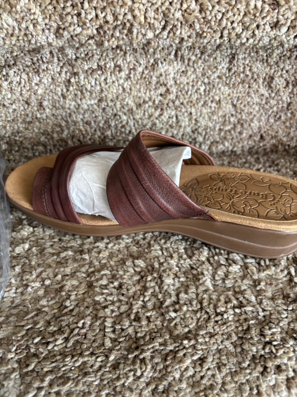 BareTraps Brown Crisscross Slide Sandals - Picture 2 of 5